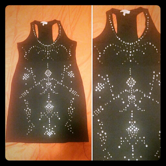New ZARA Mini Black Studded Dress - Picture 1 of 4